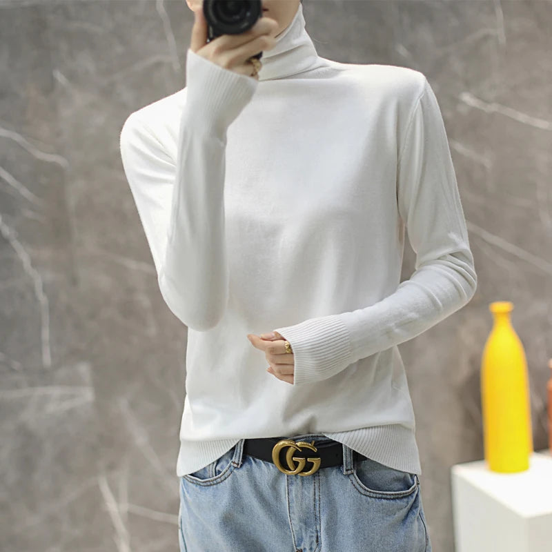 Women's Slim Fit Turtleneck Sweater - Long Sleeve Knit Pullover - photo 15
