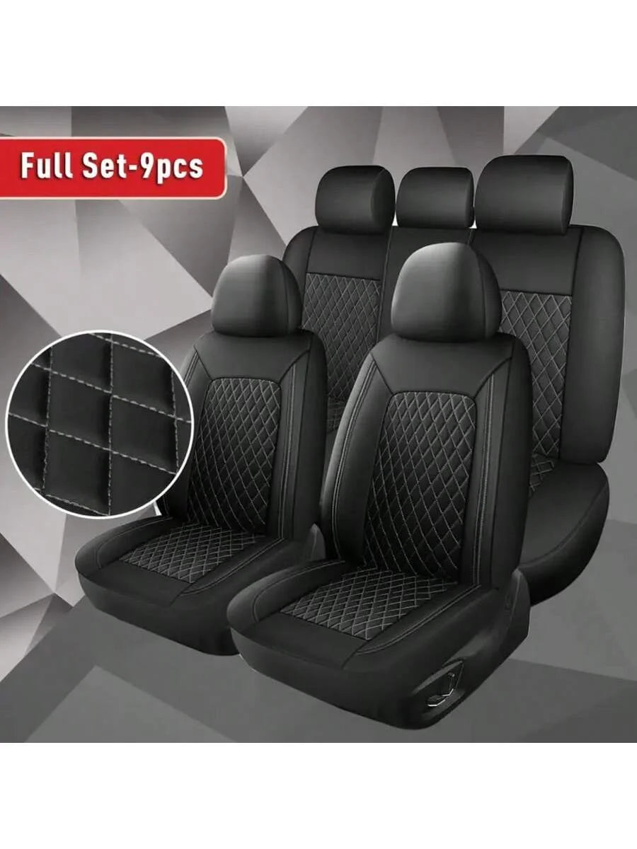 All-Season Quilted Faux Leather Car Seat Covers Universal Fit Most Cars