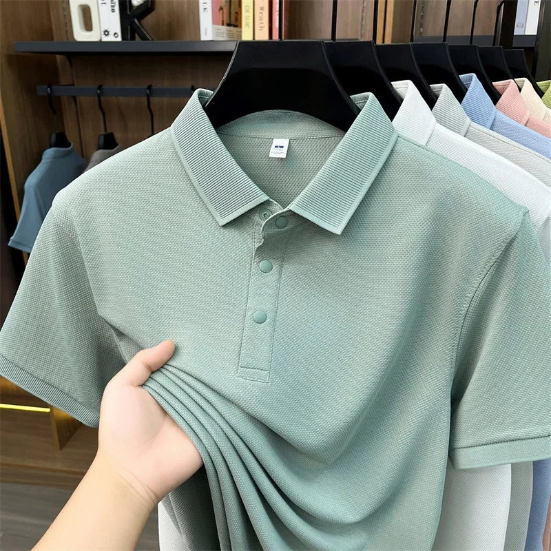 Men's Casual Lapel Polo Shirt - Soft Breathable Fabric, Everyday