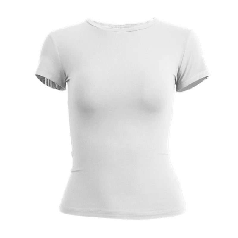 Woman Clothing Short Sleeve T-shirt Slim Fit Tops Female O-Neck Knitted Sheath Tee Shirt Street Wear Sex Sporty 2026 Y2K New2410