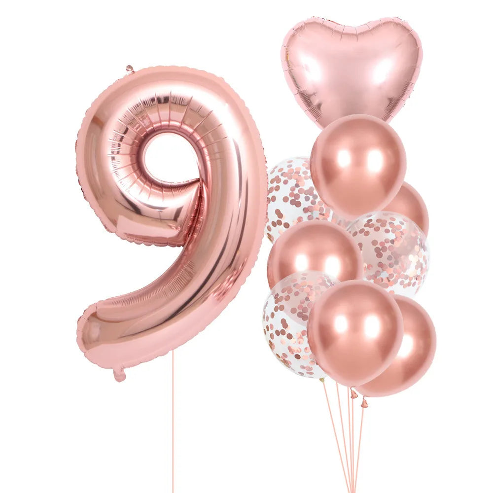 40 Inch 0-9 Rose Gold Number Balloons Set Birthday Party Wedding Celebration Ceremony Wedding Room Decoration Supplies