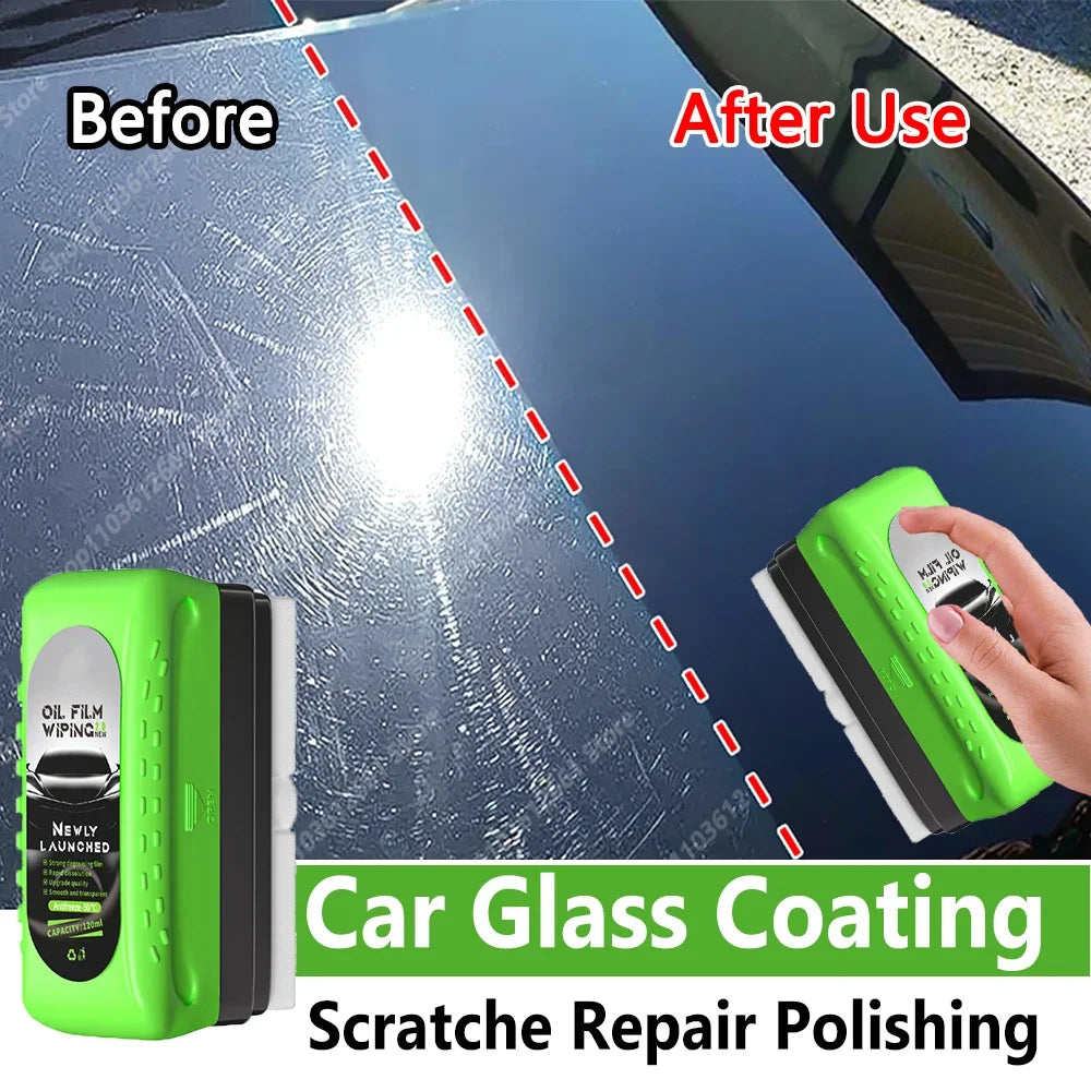 Car Glass Coating Oil Film Clean Brush Kit 120ml - Professional Repair Glass Scratch Brightening Windows Anti-fog Polishing