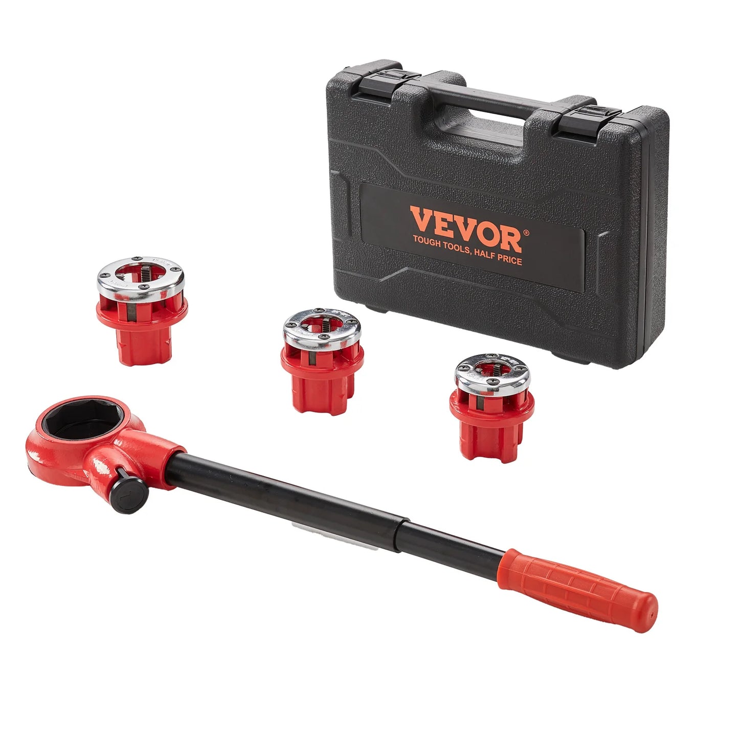 SucceBuy Pipe Threader Kit 1/2" NPT 3/4" NPT 1" NPT Manual Ratcheting Pipe Threader Portable Pipe Threading Tool Set 3PCS