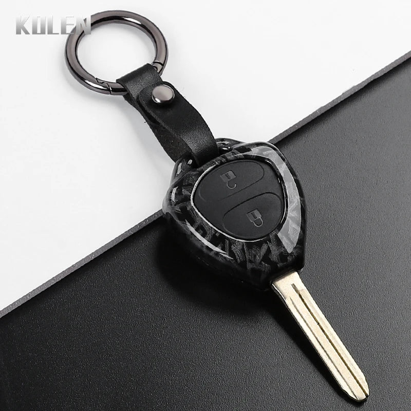 ABS Carbon Fiber Style Car Key Case Cover For Toyota Camry Avalon Corolla Matrix RAV4 Venza Yaris Replacement Protector Keychain