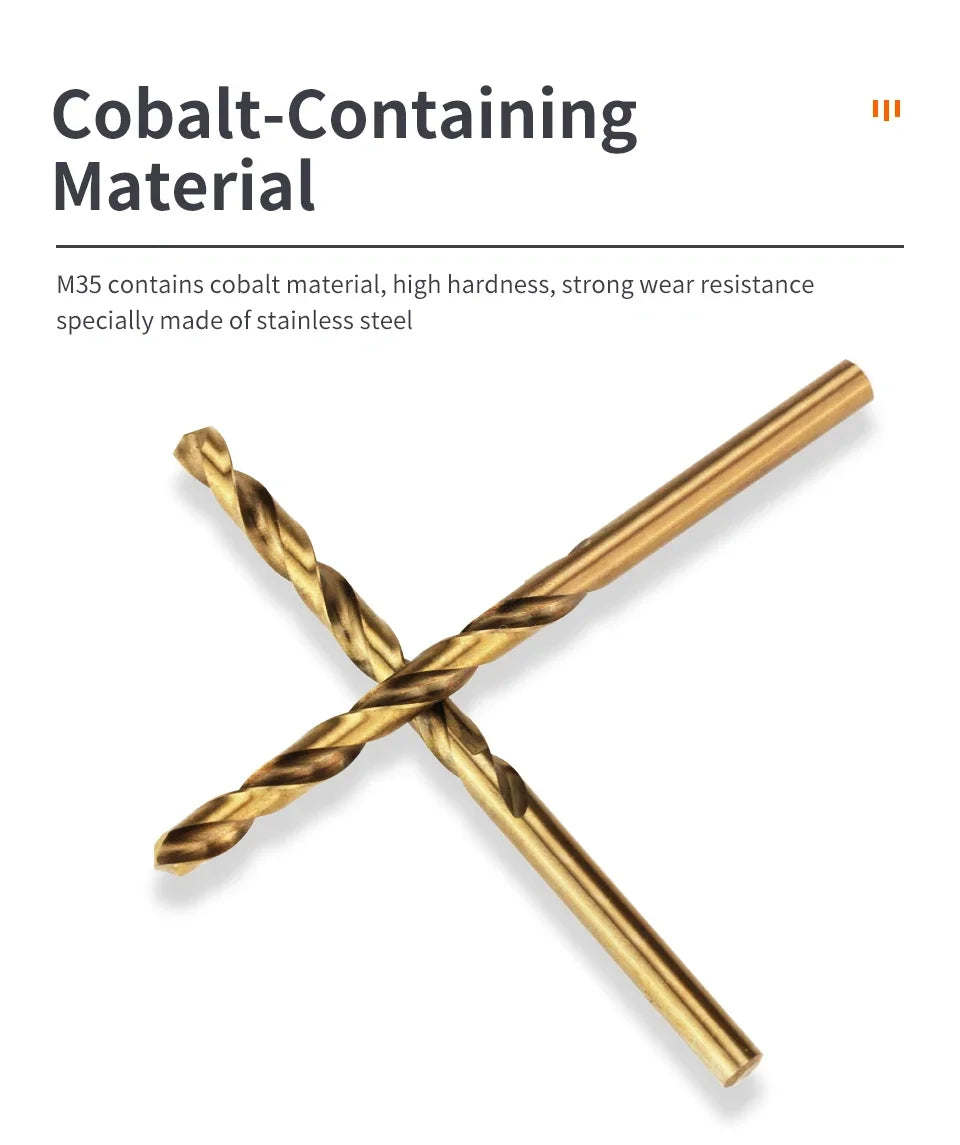 M35 Cobalt Twist Drill Bit Set for Stainless Steel & Metal