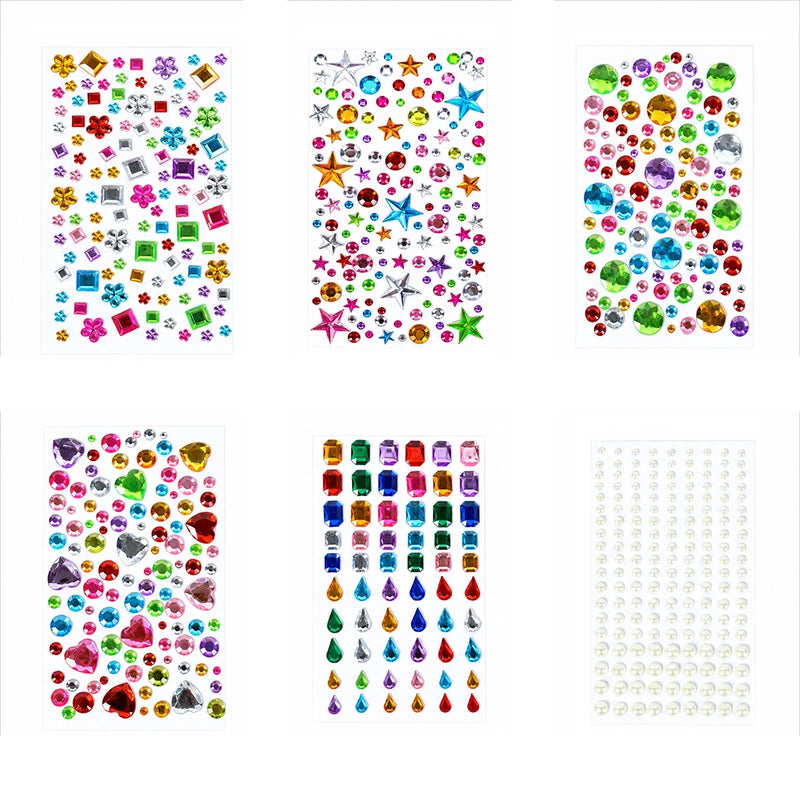 Gem Stickers,Self-Adhesive Face Jewelry Sticker, Acrylic Gems DIY Crafts, Sparkle Heart-Shaped Rhinestone Party Holiday Supplies
