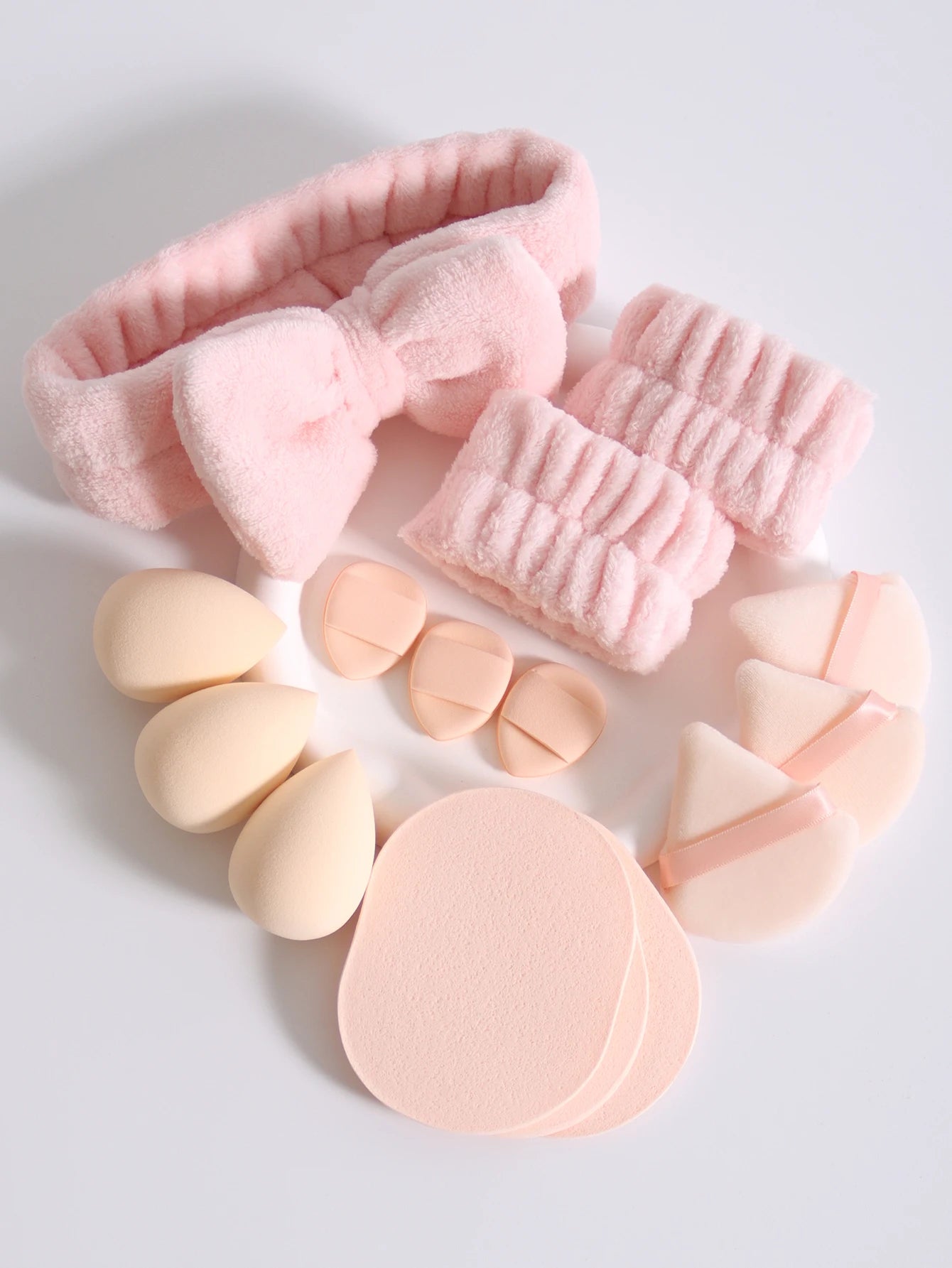 15Pcs Cosmetic Puff Makeup Sponge Blender Beauty Egg Foundation Sponges Puff Wash Face Headband Wristband Make up Accessories