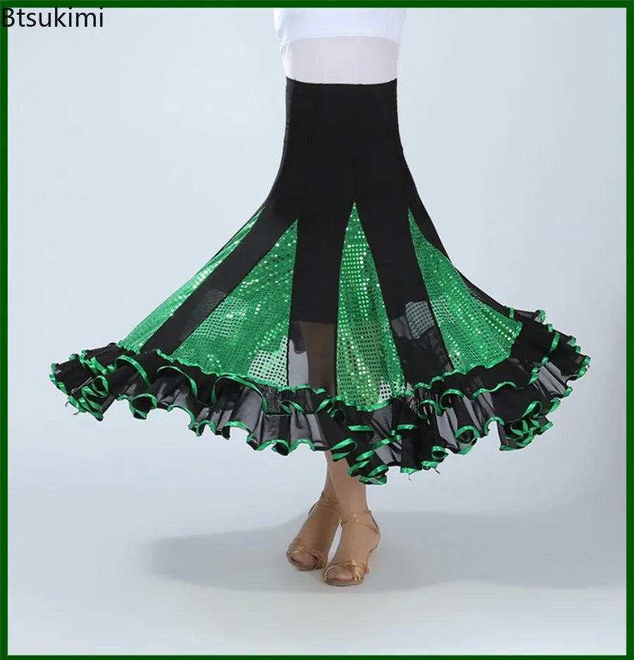 Women's sequin big swing long ballroom dress