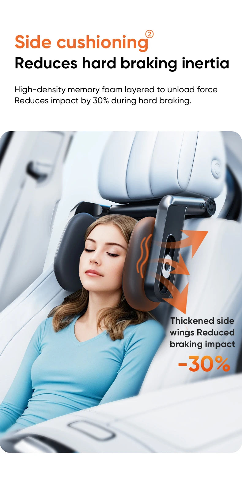 360° Adjustable Memory Foam Car Headrest Pillow Ice-silk Fabric Kids Adult Car Travel Head Neck Support Relieve Fatigue