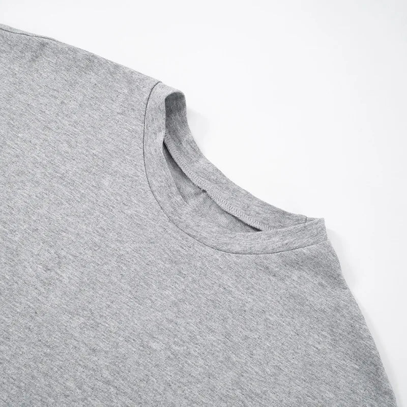 Fashion Casual Solid Gray Cropped T-shirt 2026 Woman Clothes O-neck Corset Tops Streetwear Girls Spring Summer Short Tee Shirts