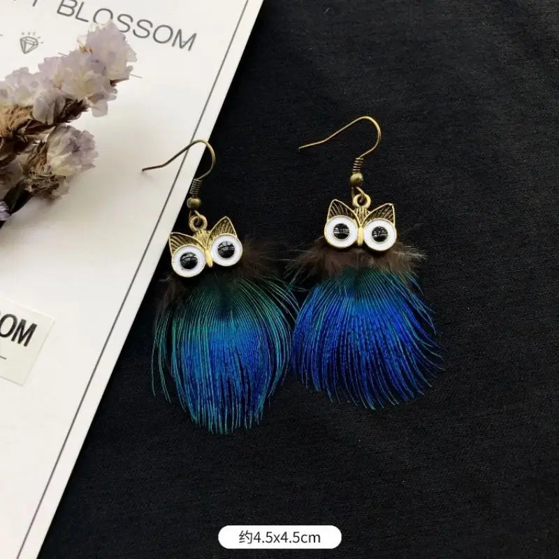 Unique Exaggerate Feather Earrings Creative Feathers Long Earrings Trendy Boho Big Earrings Jewelry Wholesale Custom Packaging