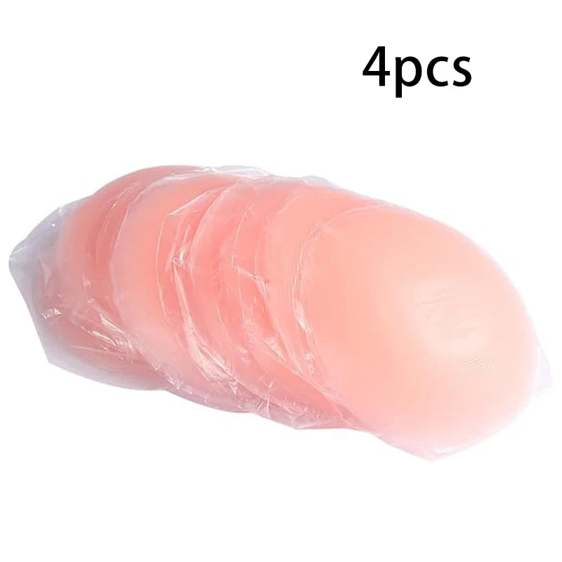 4 Pcs Silicone Nipple Covers, Invisible & Reusable. 8x8cm, Adhesive, for Backless Dresses