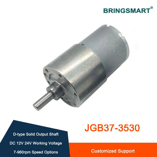Bringsmart JGB37-3530 Gear Motor High Torque 12v DC Motor 7-960rpm Motor Reduction Gearbox Box Motor Electrico Reversible