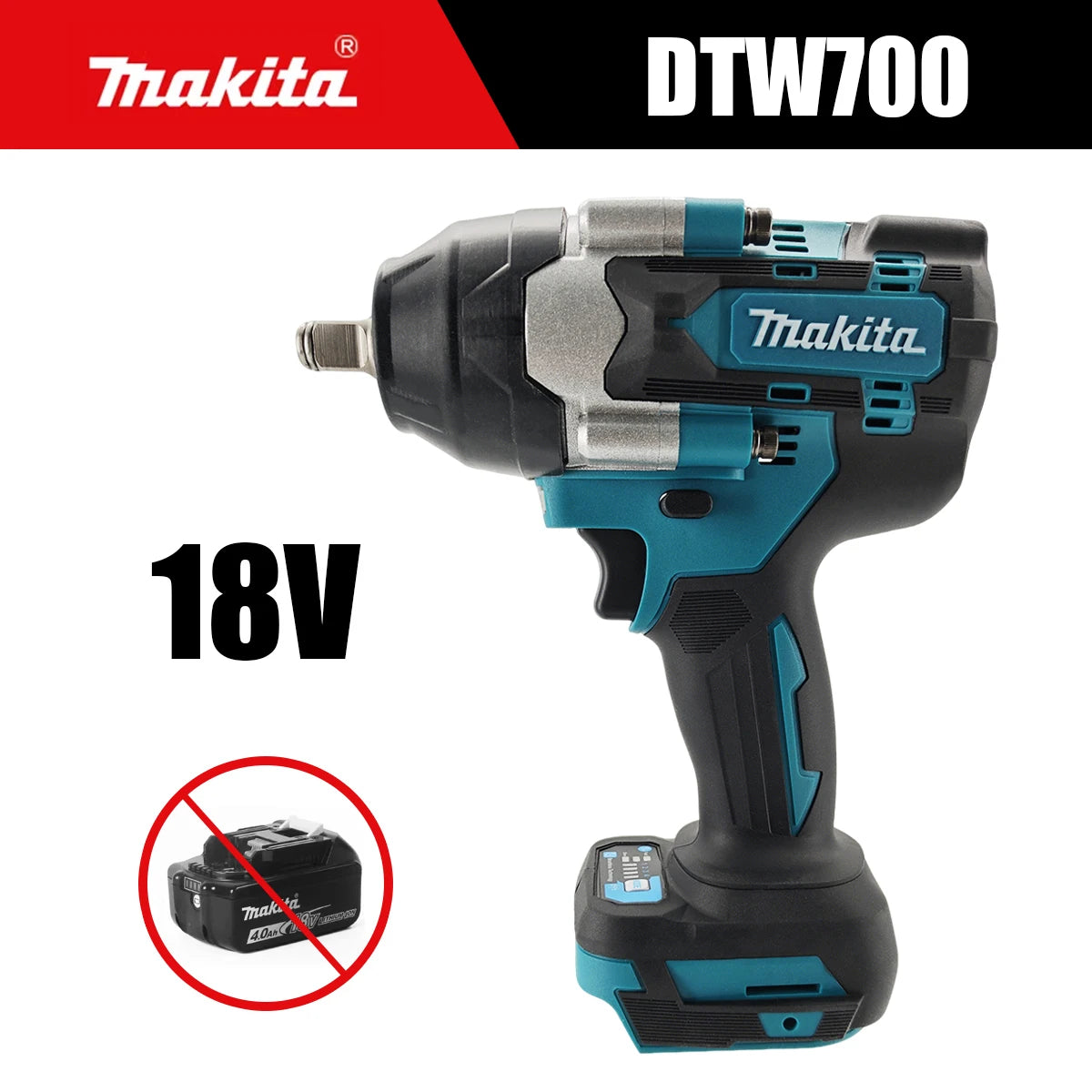 Makita Brushless DTW700 Cordless Electric Impact Wrench 1/2 Inch 18V Battery Compatible Power Tool for Automotive Repair