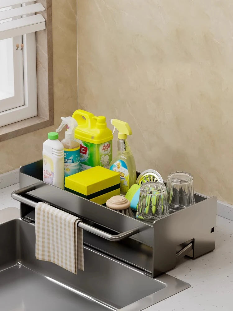 Kitchen Sink Caddy with Drain Tray - Sponge and Dish Brush Holder - photo 2