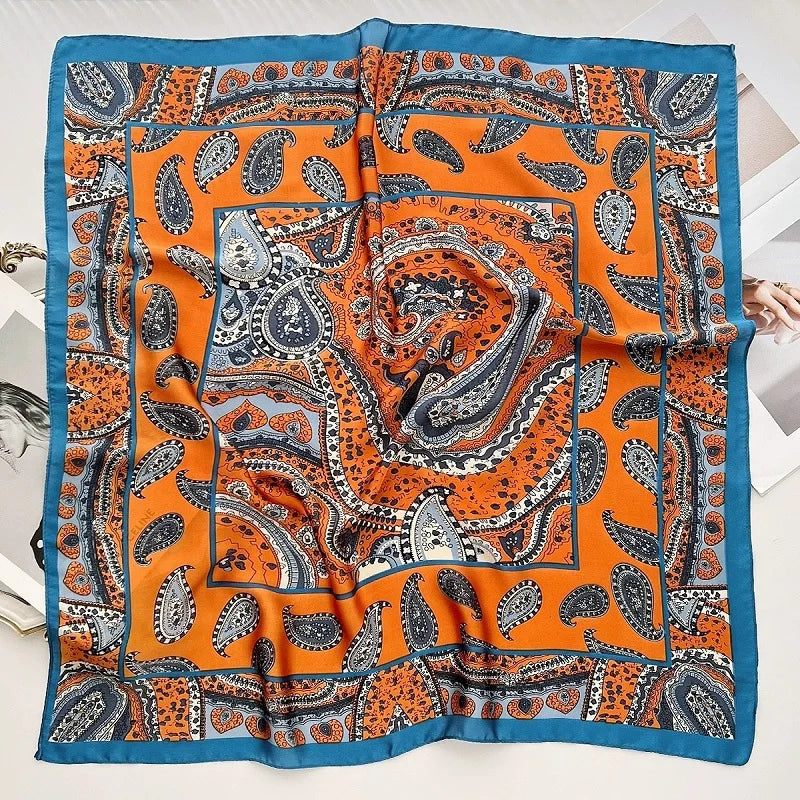 Women's Silky Square Headscarf - 70cm Satin Neckerchief & Bag Scarf - photo 7