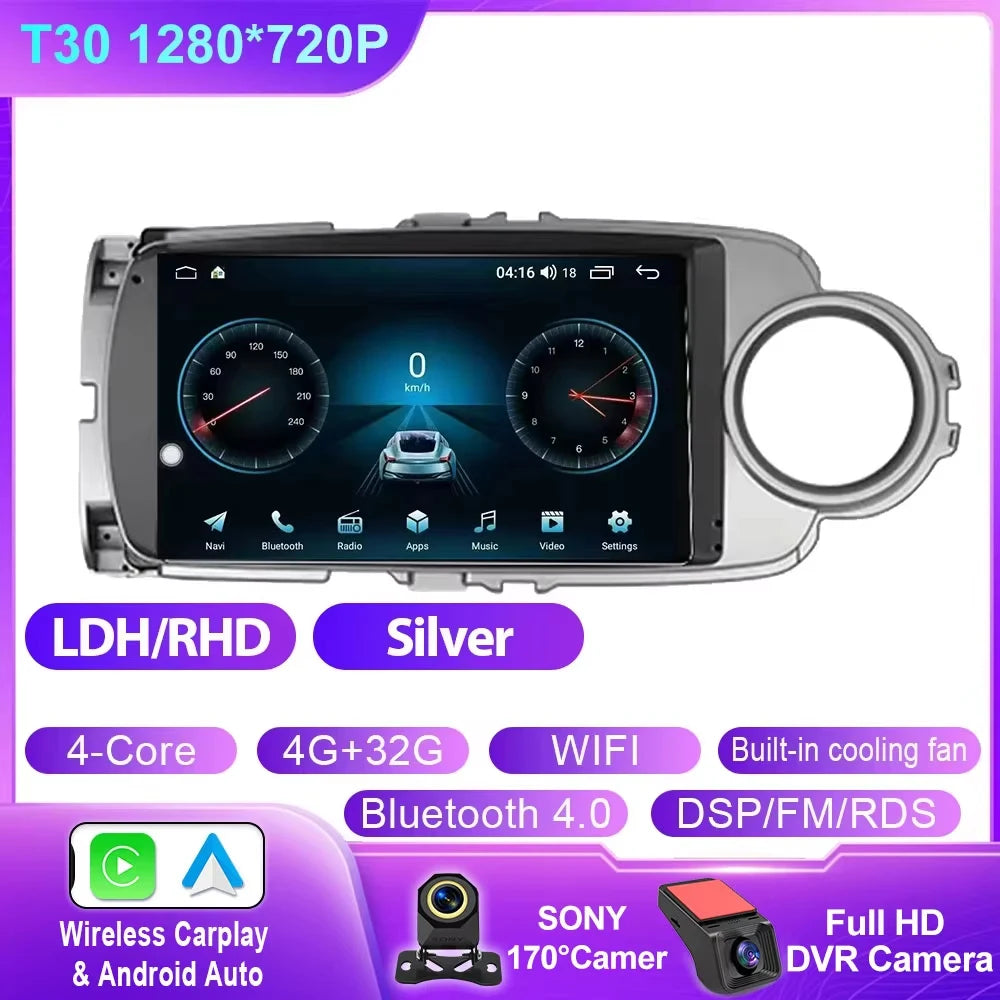 Car Stereo with Apple CarPlay & Android Auto, Compatible with Toyota Yaris (2012-2017)