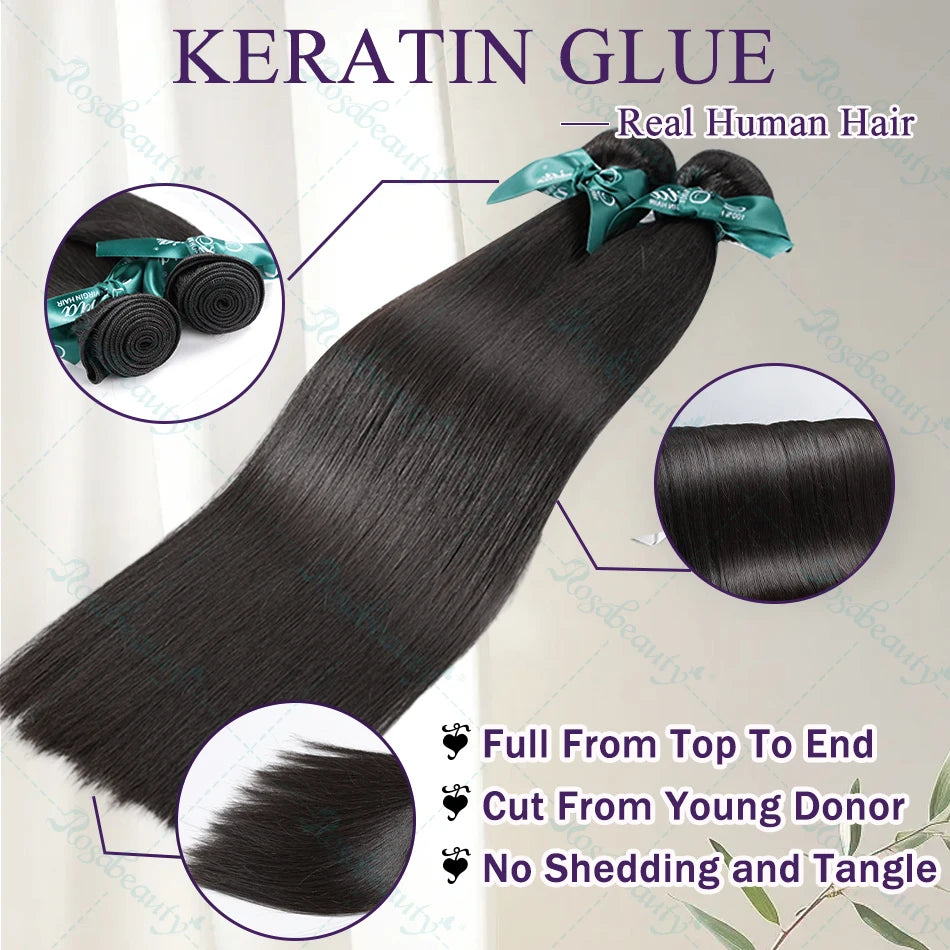 Rosabeauty Brazilian Remy Human Hair Bundles – Straight 30-40 Inch