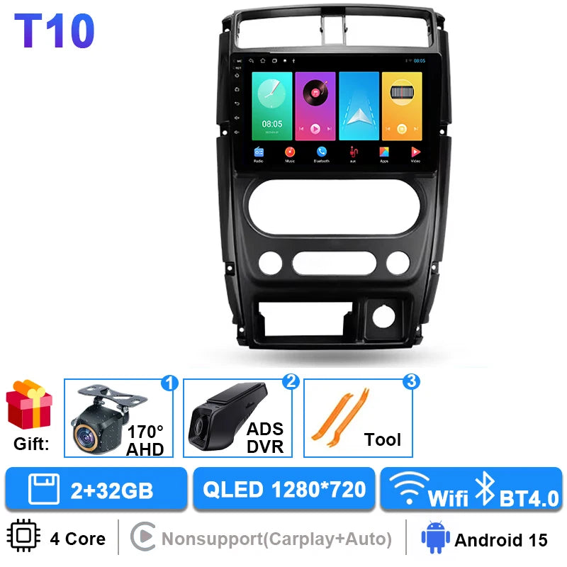 Android 15 Carplay Auto Car Radio For Suzuki Jimny 3 2005-2016 2017 2018 2019 Multimedia Player GPS Stereo DSP WiFi+4G Head Unit