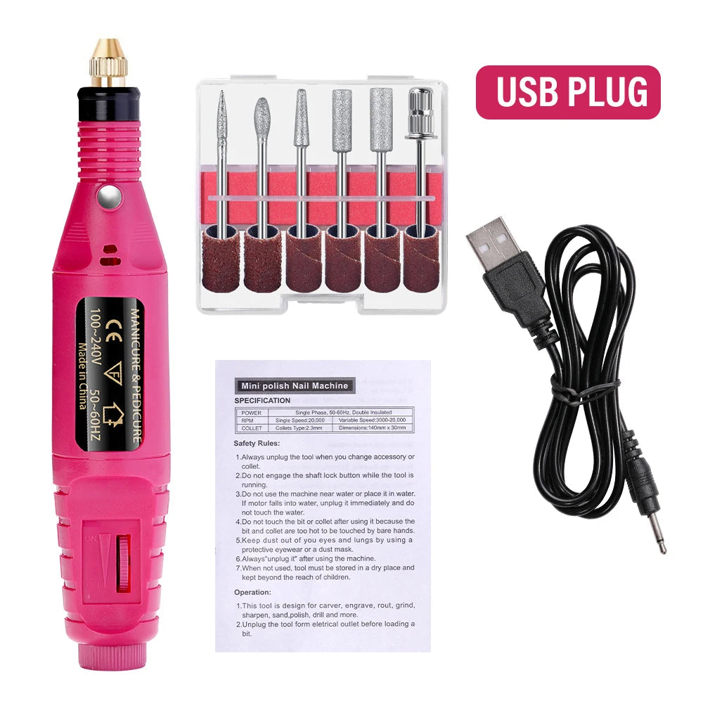 Nail Sander Set Electric Nail Drill Machine Grinding Equipment Milling Cutter For Manicure Pedicure Strong Polishing Tools