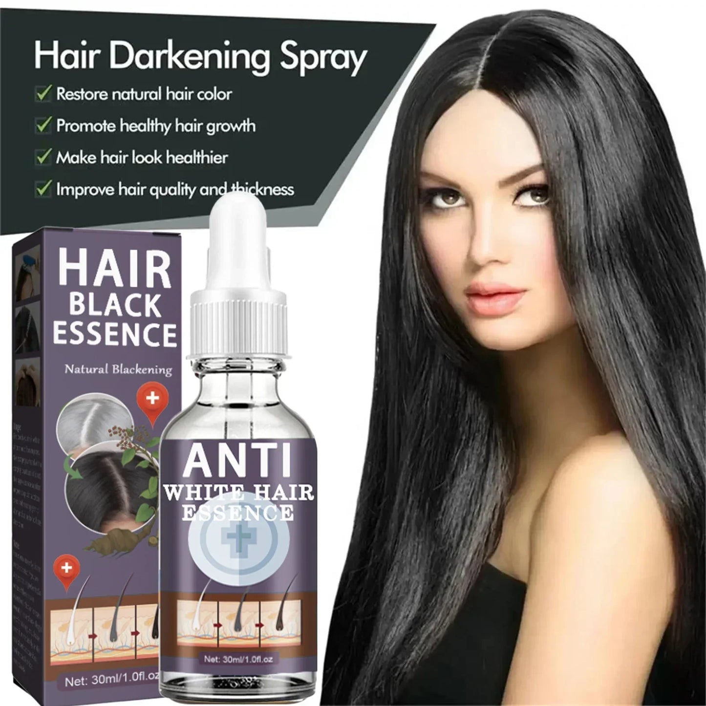 White hair killer, remove gray hair and restore natural hair color in 7 days