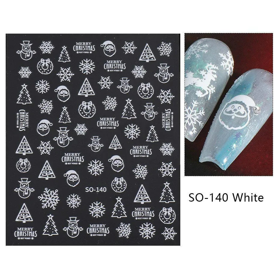 New Winter Snowflake Nail Stickers, White Snow Christmas New Year Self-Adhesive Nail Decals, DIY Nail Art Decor