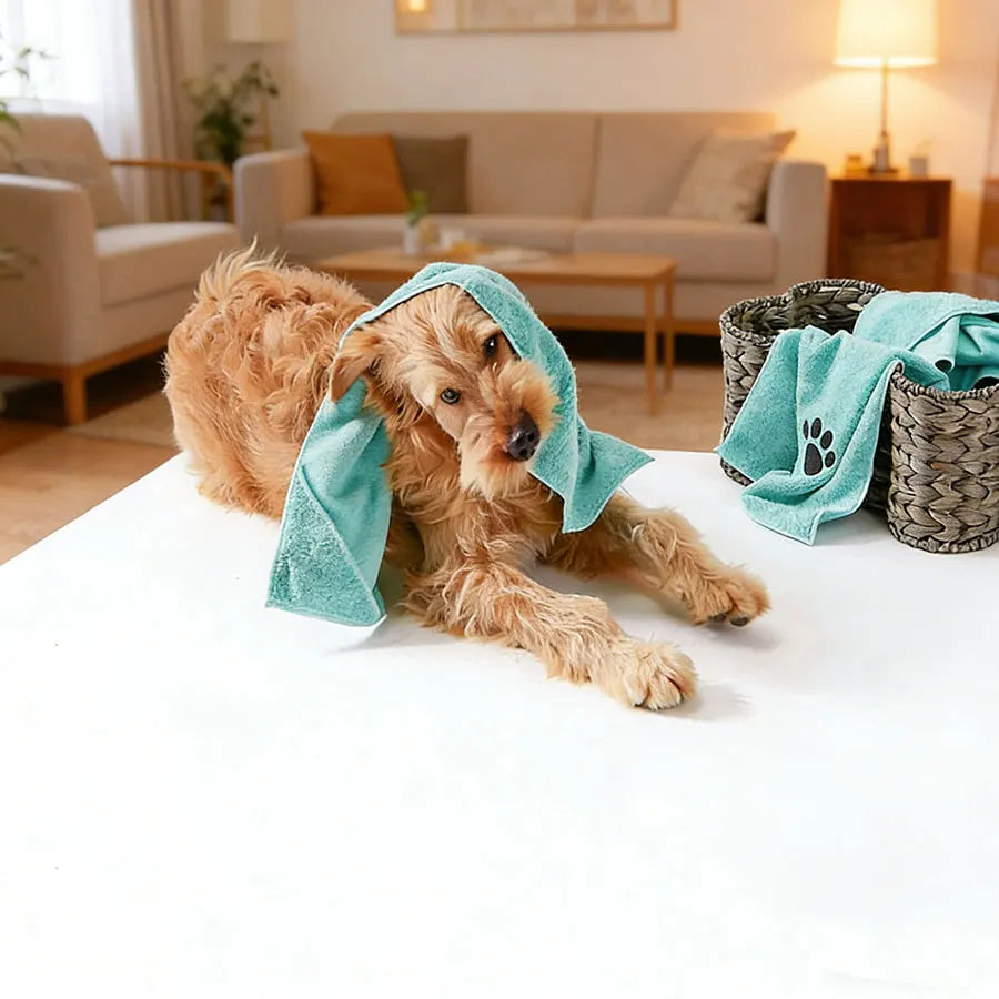 Pet Grooming Towel, Absorbent Microfiber Dog Bath Towel, Extra Large Quick-Dry Drying Towel 29.5 × 13.8 Inch