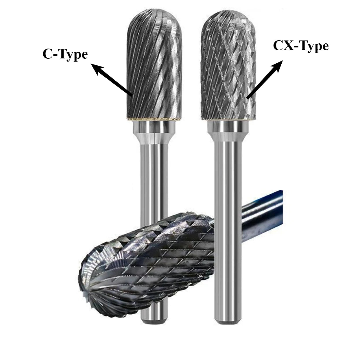 6mm Tungsten Carbide Rotary Burr File Set — Die Grinder Bits for Metal