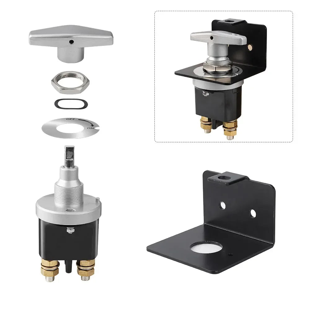 1500A Battery Circuit Cutter Disconnecter Isolator Heavy Duty Battery Kill Mass Switch With Keyhole For RV Camper Van Truck Boat