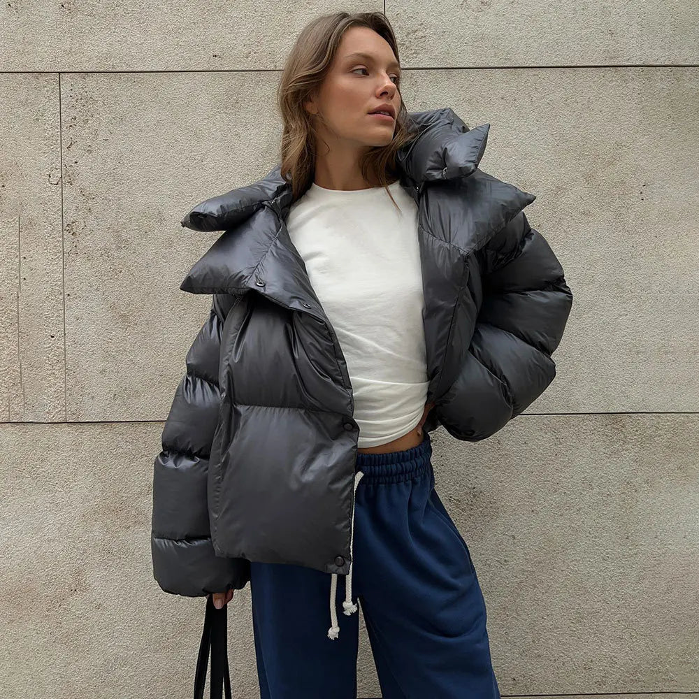 2026 Women Winter Coat Long Sleeve Big Hooded Thick Cotton Down Coat Women Tops Loose Style Warm Jacket Coat Casaco Feminino