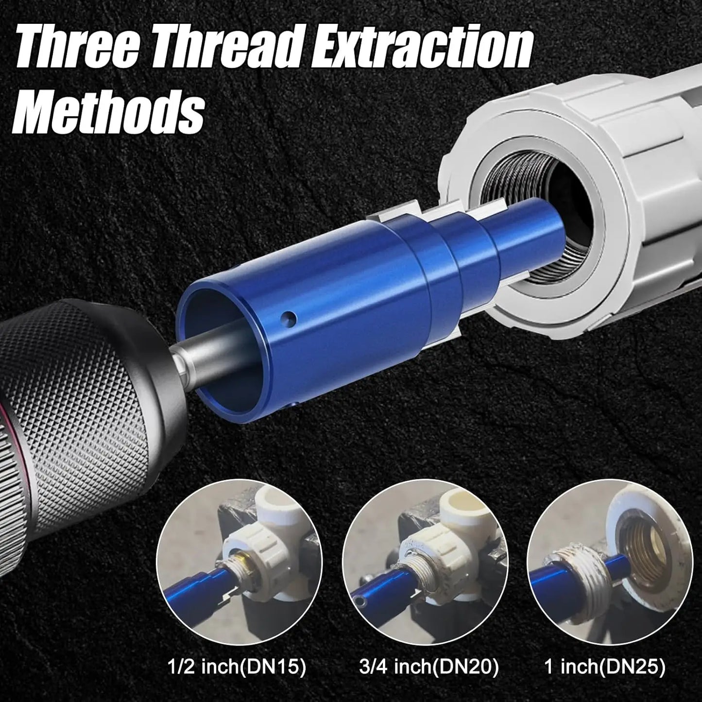 Broken Pipe Extractor Tool for 1/2" 3/4" 1" Pipes - Internal Pipe Wrench for Electric Drill | Quickly Removes Rusted/Damaged