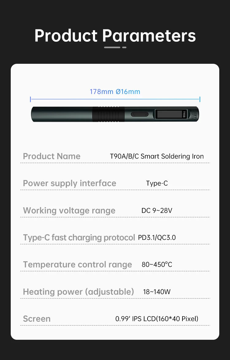 ALIENTEK T90 Smart Soldering Iron PD 140W Adjustable Temperature DC 28V 80-450℃ Welding Solder Station Kit C245 C210 T65 Tools