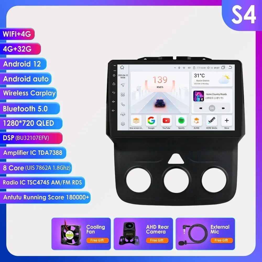 Hizpo 9" Android Car Radio for Dodge Ram 1500/2500/3500 2013-2018 (Manual AC)