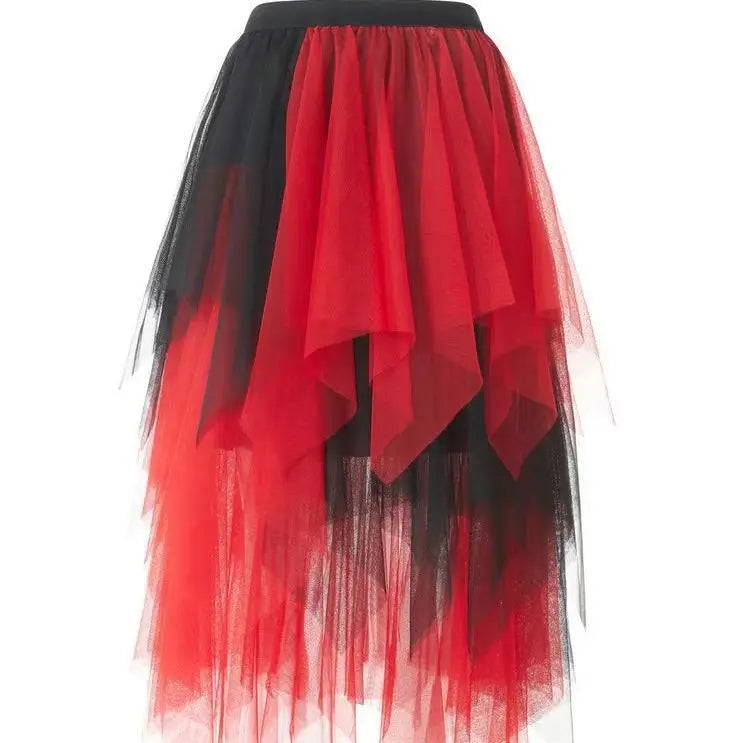 Tassels Women Skirts Irregular Hem Multi-Layered Ruffles Lace Ruffles Patchwork Sweet Skirts Sexy High Waist Y2k Party Clubwear