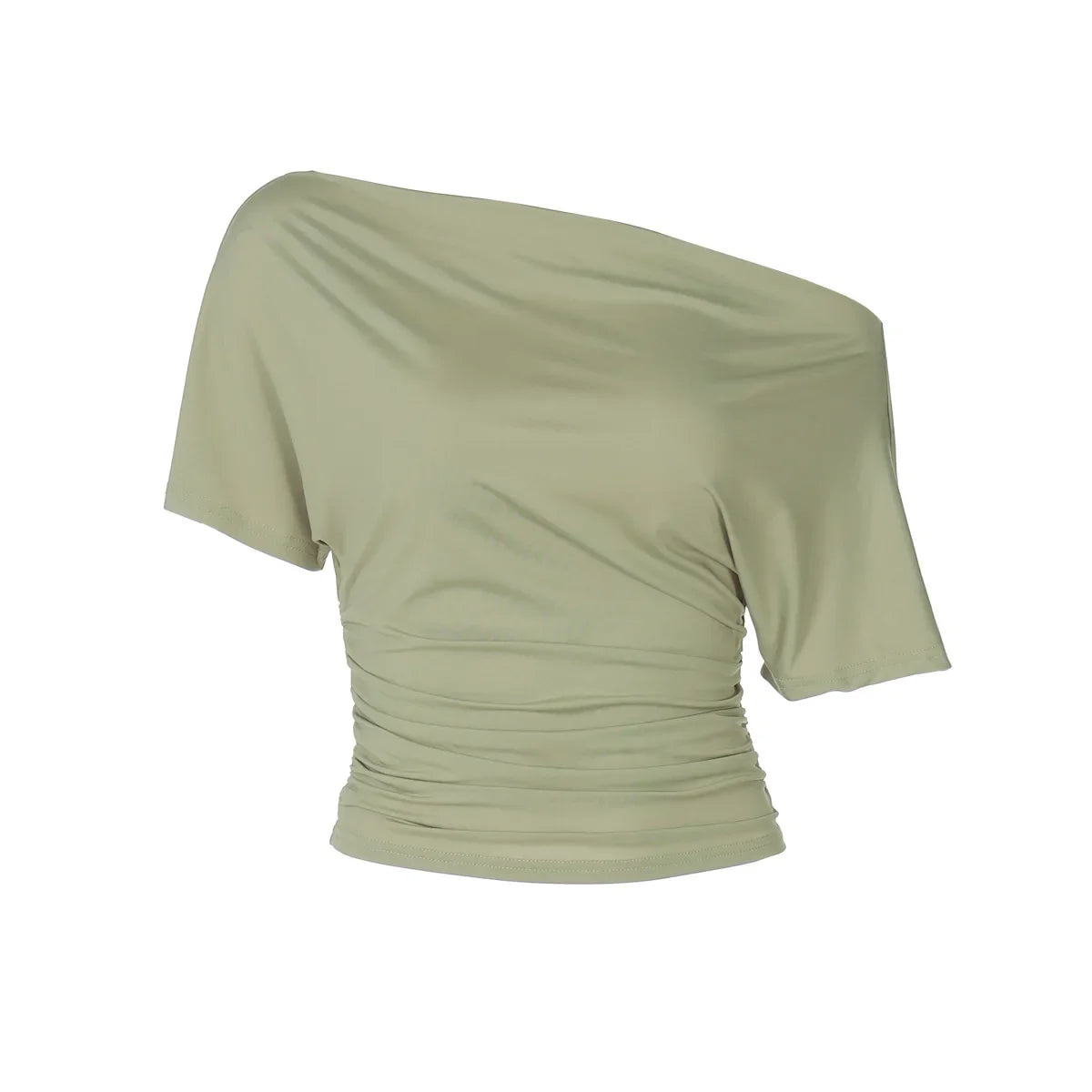 Women's One Shoulder Slim Crop Top – Short Sleeve Y2K Streetwear Tee