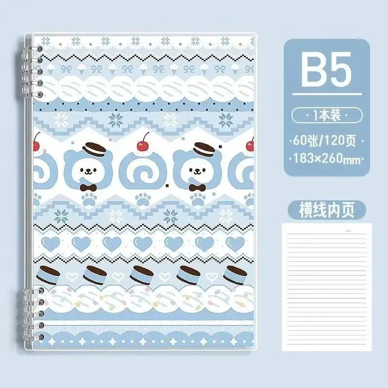 Cute Korean-style B5 Notebook Fresh Loose-leaf Detachable Draft Notebook Thin and Thickened Student Pink Notebook Friends Gift