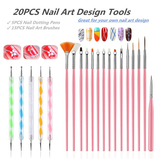 Nail Art Brush Set with Manicure Tools & Nail Supplies Accessories Kit
