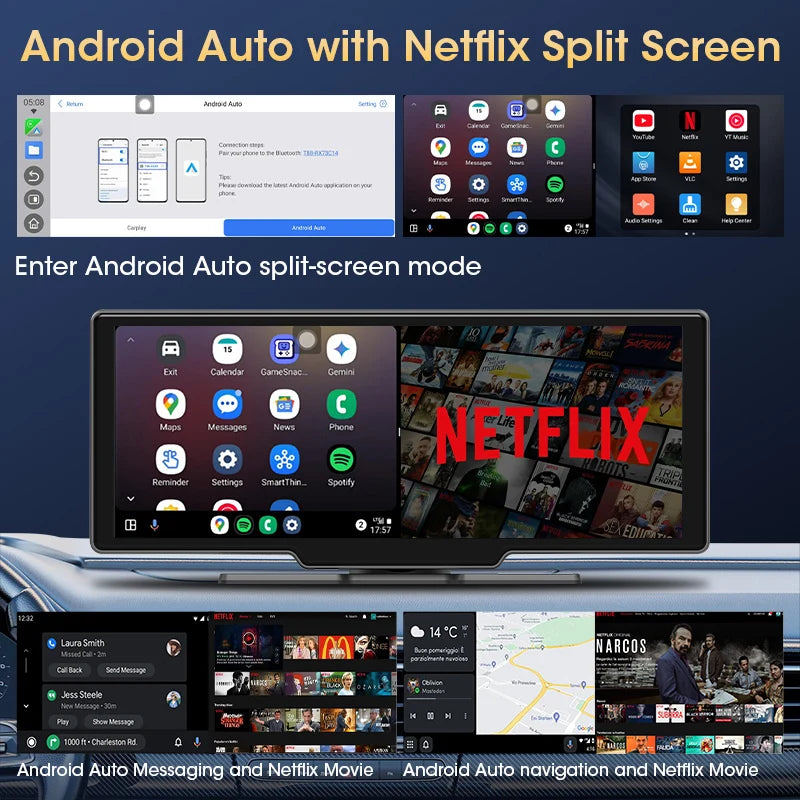 JMCQ 10.26" Universal Android Car Screen — Wireless CarPlay, Android Auto, WiFi, Bluetooth