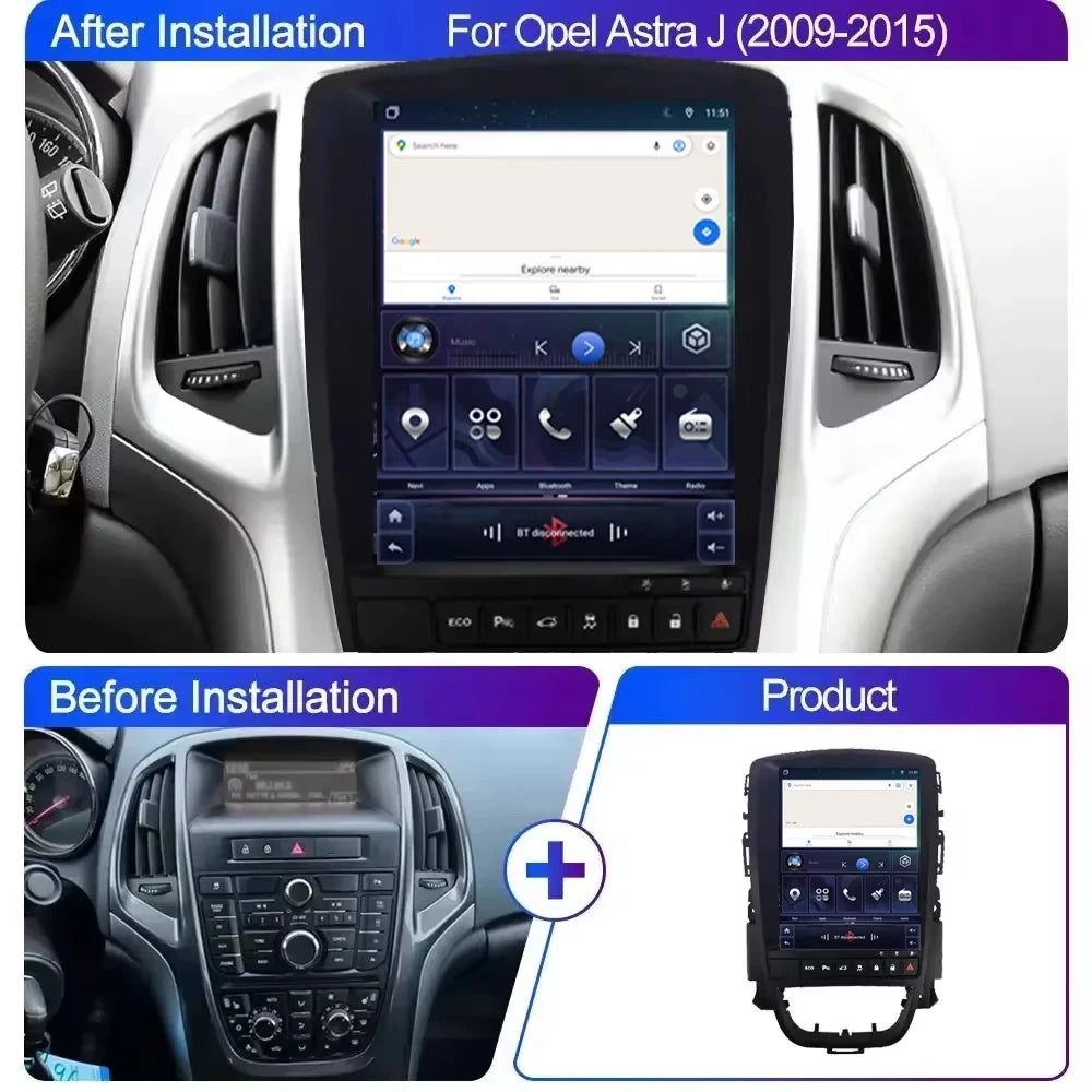 9.7" Android Car Stereo for Opel Astra J & Verano, Vauxhall (2007–2014) — CarPlay, GPS, 4G, Bluetooth