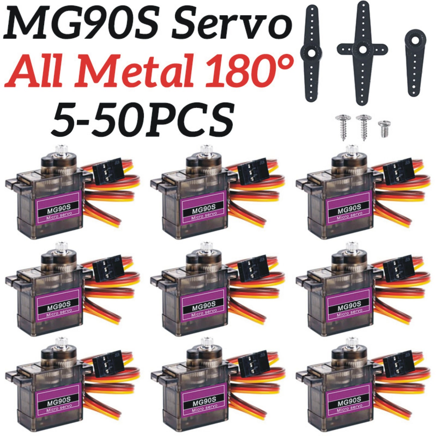 MG90S Servo 9g 5/10/20/50 Pcs All Metal Gear 9g SG90 Upgraded Version For Helicopter Plane Boat Car MG90 9G Trex 450 RC Robot