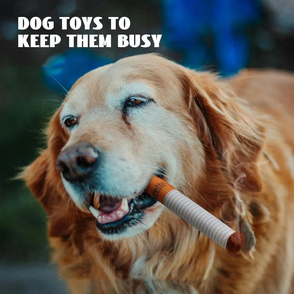 Funny Cigarette Pack Plush Dog Toy Set, Squeaky