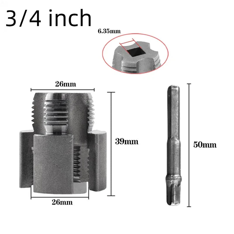 PPR/PVC Water Pipe Threading Tool — 1/2 in and 3/4 in Internal and External Thread Tapper