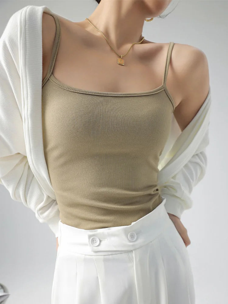 Women's Stretch Spaghetti Strap Tank Top - Versatile & Comfy