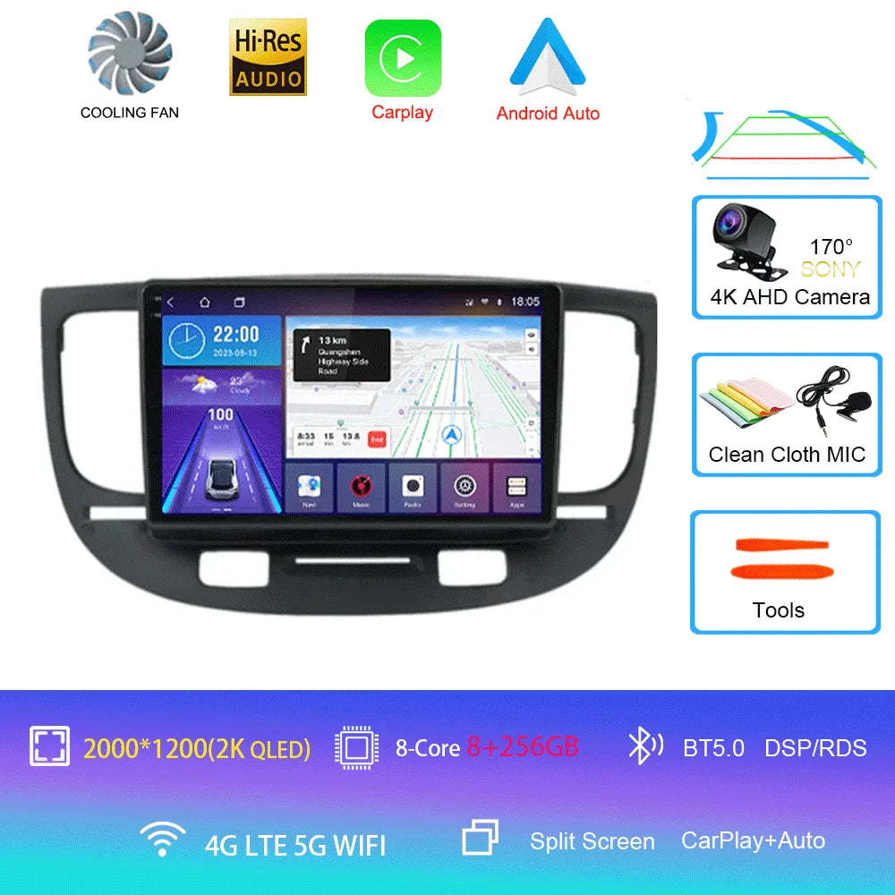 For Kia RIO 2 RIO2 2005 - 2011 Android 16 Bluetooth WIFI Car Radio Multimedia Video Player GPS No 2 Din Free Auto 360 Camera 4G
