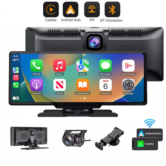 10.26" Wireless CarPlay & Android Auto Dash Cam Display Screen