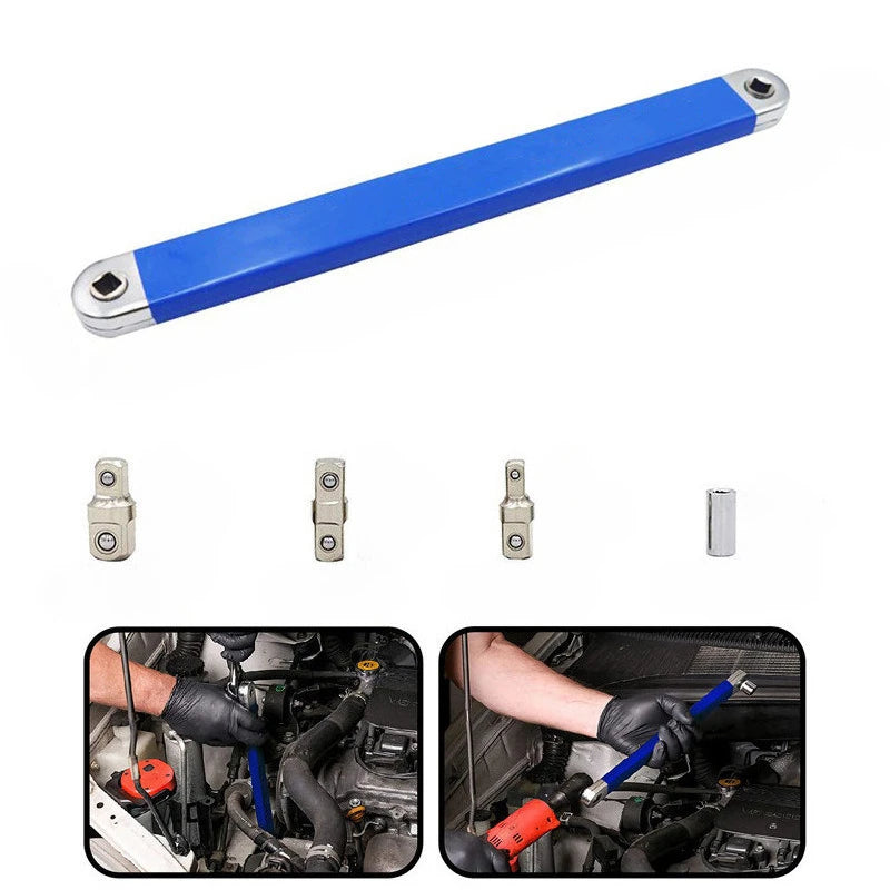 Compact Offset Extension Wrench 4 Adapter Dual Purpose Impact Socket Ratchet Automotive Hand Tool for Mechanic Use