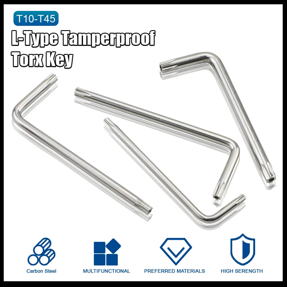 Hand Tool Torx Key Wrench L Type Star Wrench Nickel Plated T6 T7 T8 T10 T15 T20 T25 T30 Tamper Proof Security Torx Wrenches