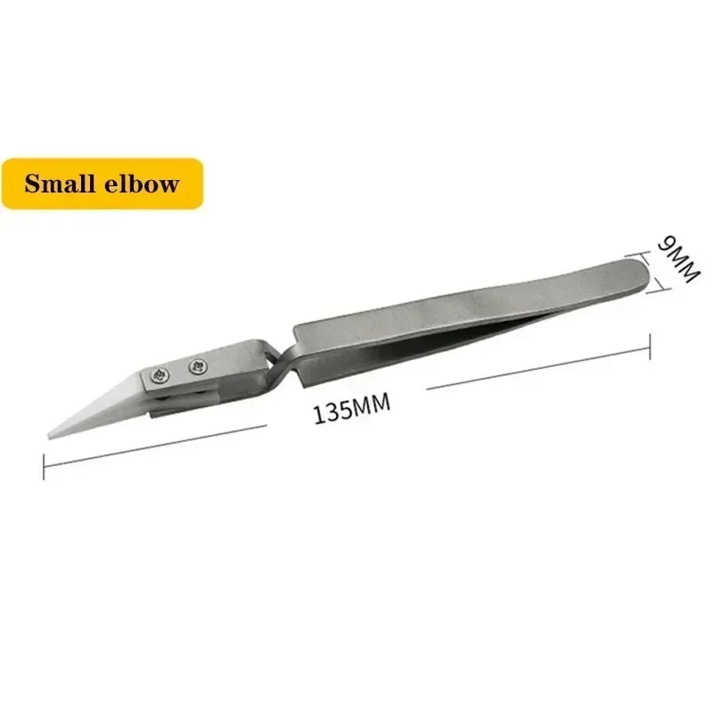1-3pcs Ceramic Tip Labor-saving Electronic Soldering Tweezers, Anti-Static Reverse Acid Resistant Precision Chuck Tweezers