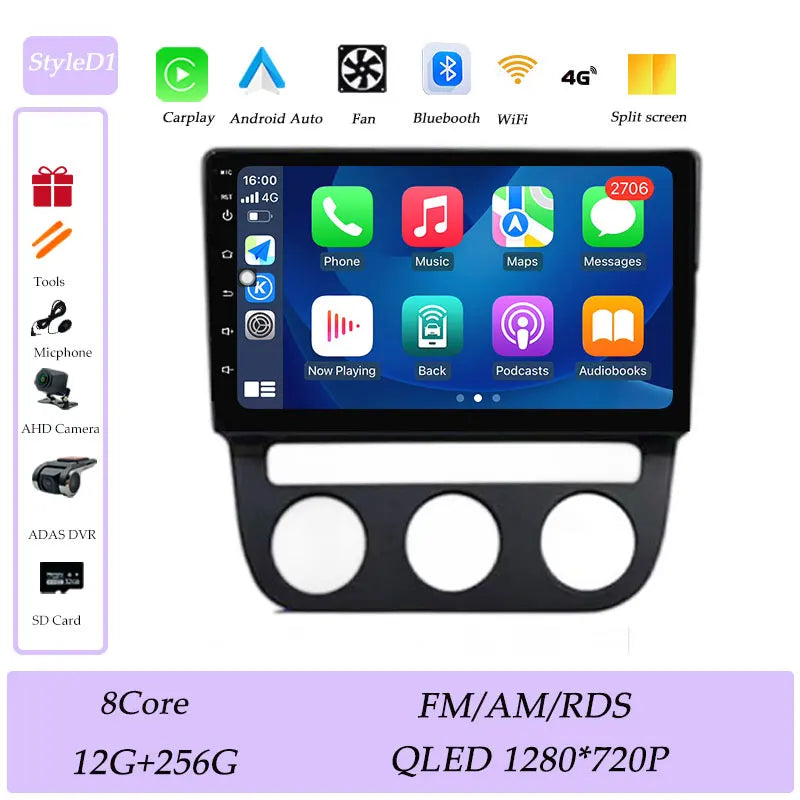 Android Car Stereo for VW Golf Mk5, Jetta GLI, Rabbit 1K (2006–2010) — CarPlay, GPS, DSP, Split Screen