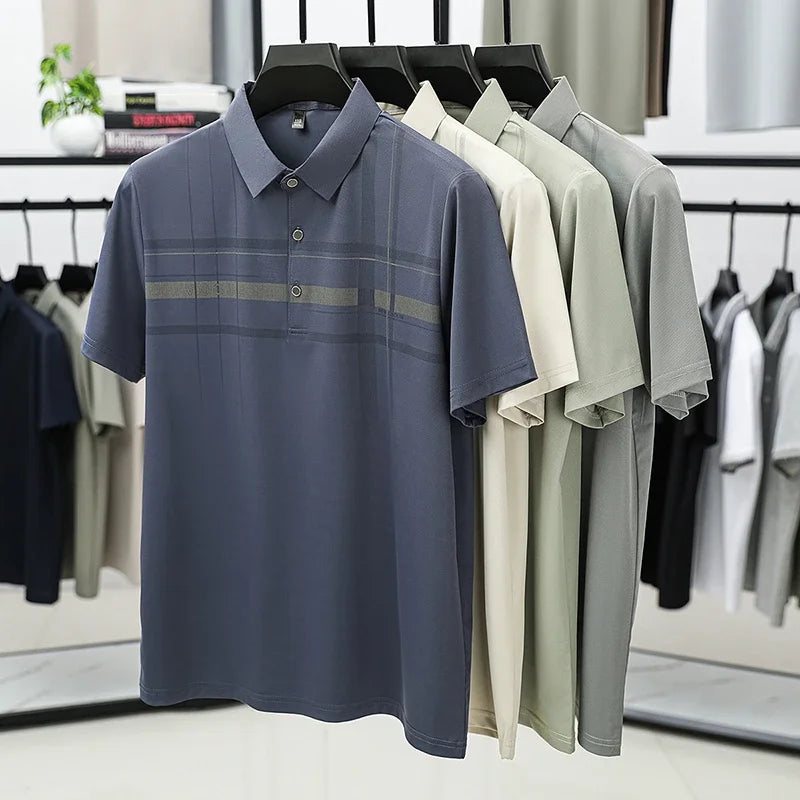 Men's Plaid Polo Shirt - Breathable Short Sleeve, Business Casual